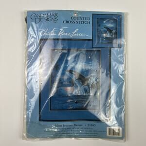 Candamar Designs Cross Stitch Kit Silent Journey 51045 Whale Blues 10x12
